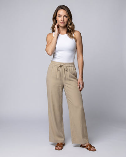 Damen luftige und bequeme Sommerhose mit Gummibund und Seitentaschen