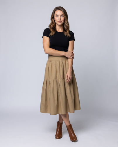 Damen Maxi-Rock aus fließendem Stoff mit elegantem Faltenwurf