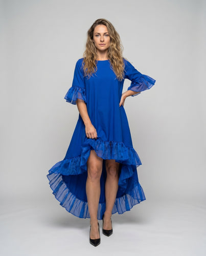 Damen Maxikleid mit voluminösen Rüschendetails