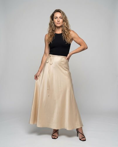 Damen Maxirock mit eleganten Bindebändern und fließendem Schnitt