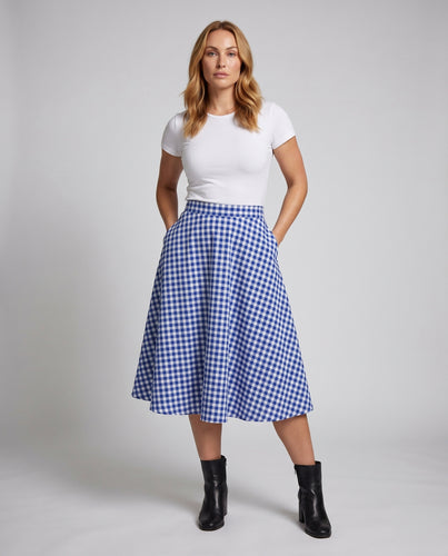 Damen Midikleid mit Karomuster