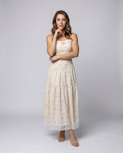 Damen Appliziertes Sommerkleid mit Spitzenverzierungen