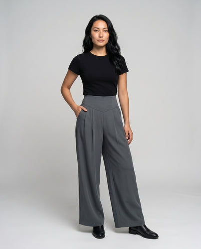 Damen Elegante weite Hose mit hohem Bund und modischem Schnitt