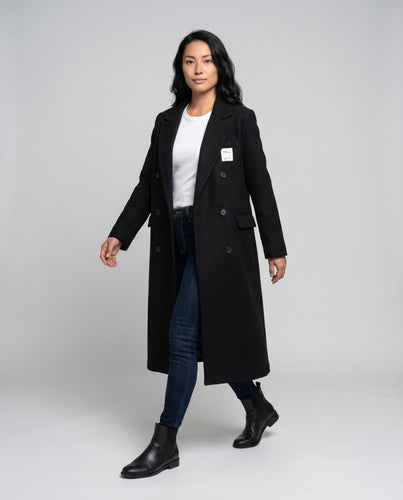Damen Eleganter Doppeltknopf-Wollmantel