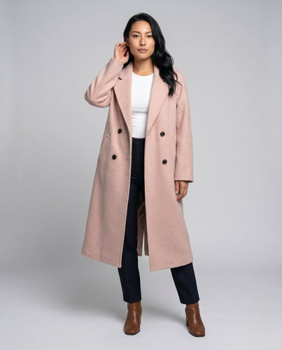 Damen Eleganter Oversized-Wollmantel mit doppelter Knopfleiste und praktischen Taschen