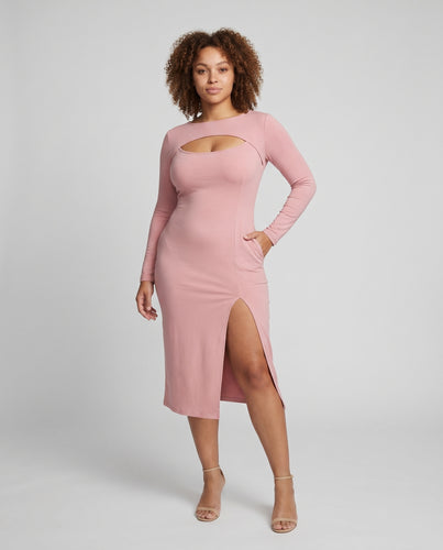 Damen Elegantes Bodycon Kleid mit asymmetrischem Ausschnitt und hohem Schlitz