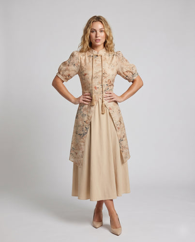 Damen Elegantes lange Kleid mit asiatischem inspiriertem Muster