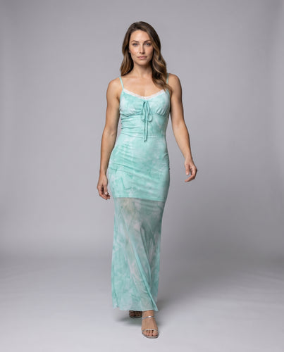 Damen Elegantes und transparentes Maxikleid mit Spitzenakzenten