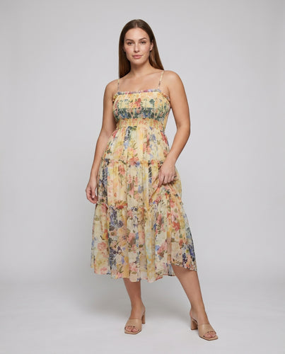 Damen Fließendes Sommerkleid mit floralem Muster und schulterfreiem Design