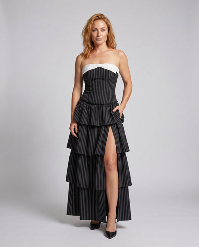 Damen Glamouröses Abendkleid mit asymmetrischen Rüschen