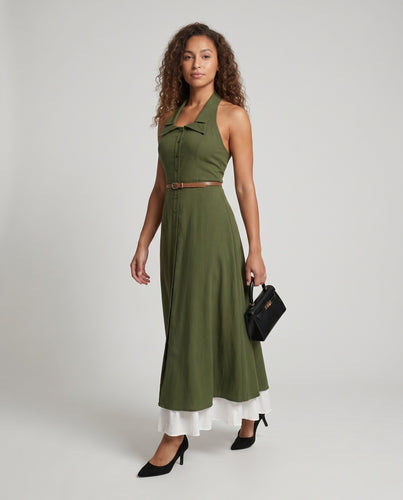 Damen Hemdkleid mit elegantem Schnitt und schulterfreien Trägern