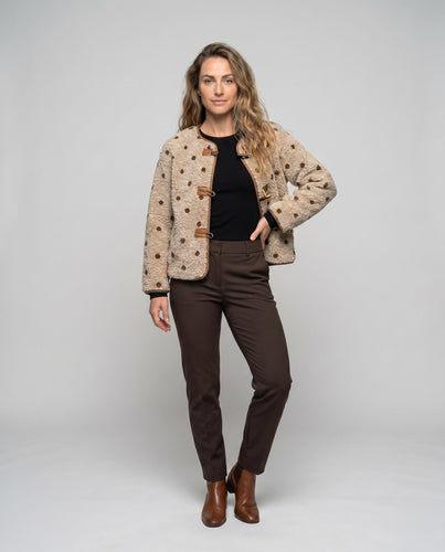 Damen Kuschelige Plüschjacke mit integrierteren Knopfdetails