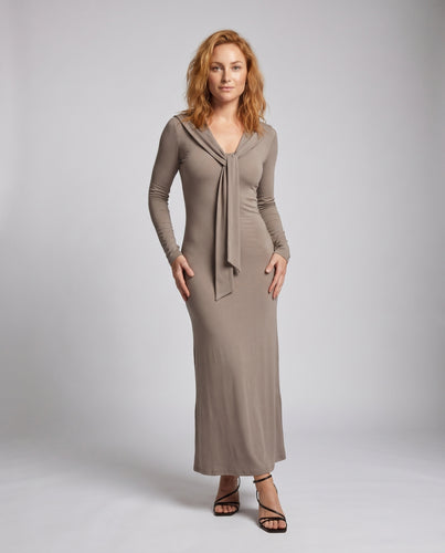 Damen Langarm Kleid mit schickem Kapuzen-Design und figurbetontem Schnitt