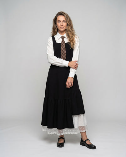 Damen Langes Kleid mit schicker Rüschendetail und klassischem Hemdkragen