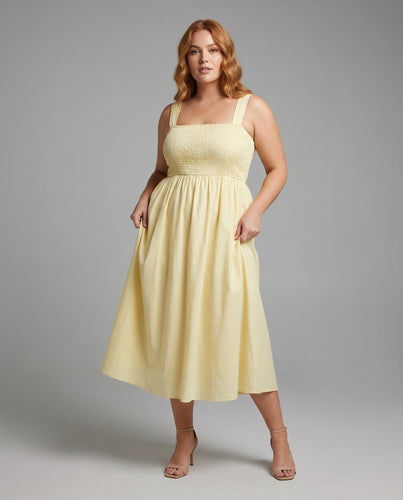 Damen Langes Sommerkleid mit feinem Rüschen-Detail und schulterfreien Trägern