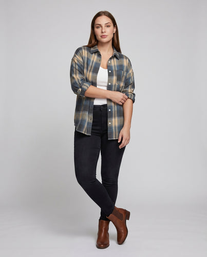 Damen Lässige Karobluse mit übergroßem Schnitt