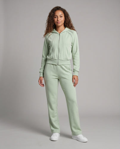 Damen Lässiges Zweiteiler Set mit praktischer Kapuzenjacke und geraden Hosen