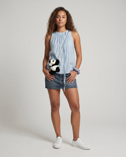 Damen Leichtes Blusenshirt mit Rüschendetails und dezentem Stehkragen