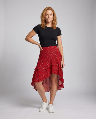 Damen Luftiger Maxi-Rock mit verspielten Rüschendetails