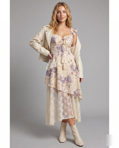 Damen Maxi-Kleid mit floralen Details