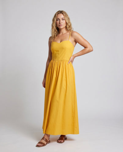 Damen Maxi-Kleid mit verstellbaren Trägern und elastischem Bund