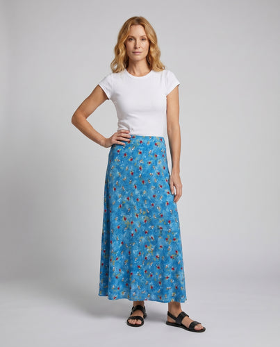 Damen Maxi-Rock mit luxuriösen floralen Mustern und elastischem Bund
