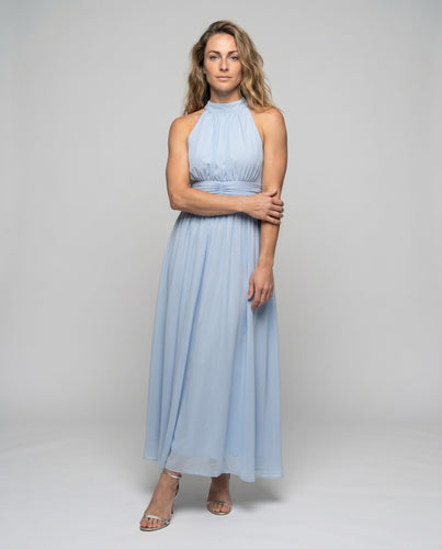 Damen Maxikleid mit Raffung und elegantem Haltertop