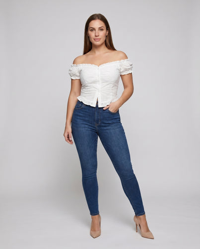 Damen Off-Shoulder Bluse mit Spitzen-Details