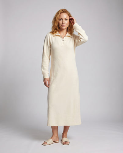 Damen Sportliches Langarm-Kleid mit hohem Kragen und kurzer Reißverschluss