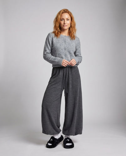 Damen Weitgeschnittene Jersey-Hose mit elastischem Bund und Bindegürtel