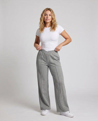 Damen bequeme Freizeithose mit weitem Schnitt und elastischem Bund