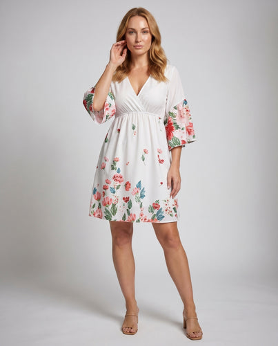 Damen Blumiges Sommerkleid mit fließenden Ärmeln