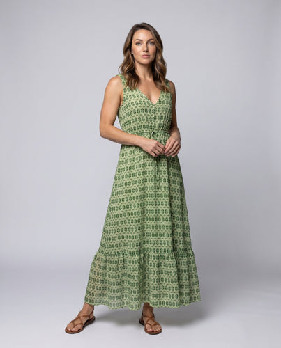 Damen Boho Maxikleid mit Taillengürtel und floralem Muster
