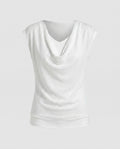 Damen elegantes Oberteil mit einem schmeichelnden Wasserfallausschnitt und feiner Strickstruktur