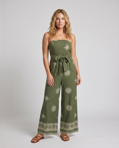 Damen Jumpsuit mit schulterfreiem Design und breitem Bein