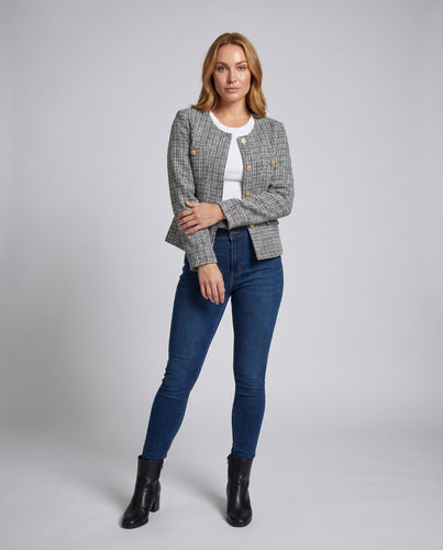 Damen Kurzjacke mit elegantem Tweed-Muster