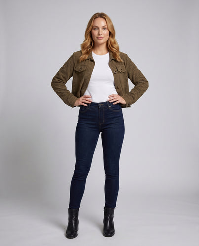 Damen Kurzjacke mit strukturiertem Design und praktischen Taschen