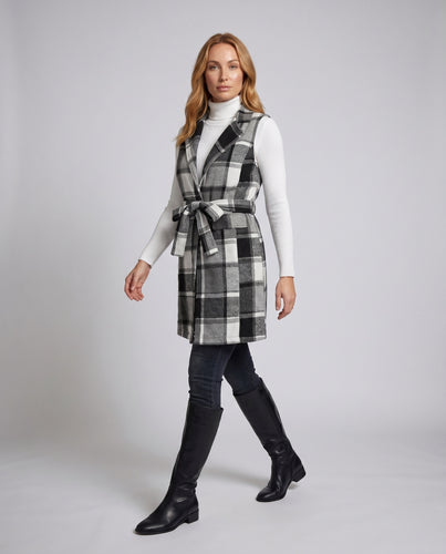 Damen Langarm-Weste im Karo-Design