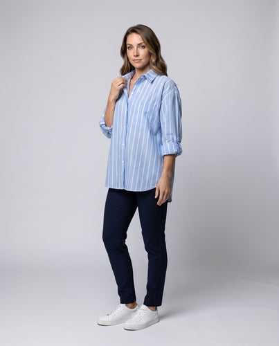 Damen lässige gestreifte Hemdbluse