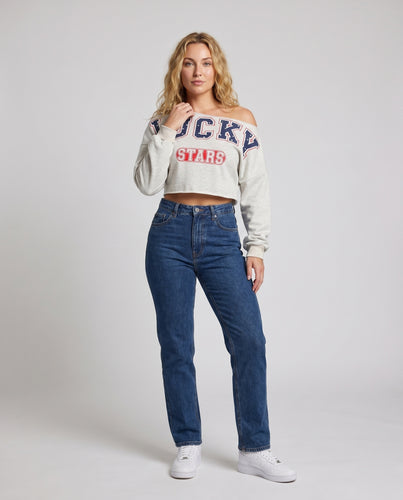 Damen lässiger Off-Shoulder Sweatshirt