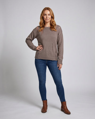 Damen lässiger Pullover mit modischen Cut-Out-Details