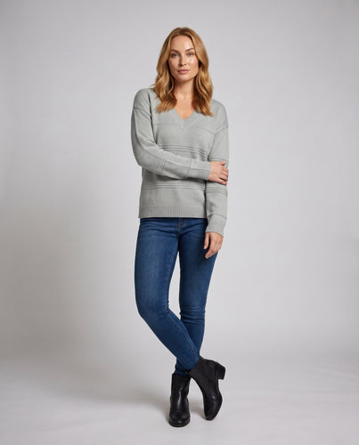 Damen lässiger V-Ausschnitt Sweater
