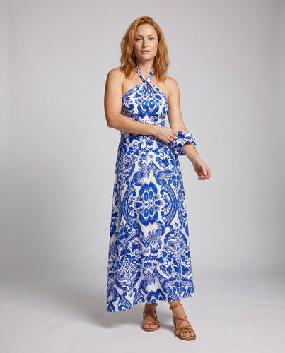 Damen Maxi Kleid mit Hochgeschlossenem Trachten-Design