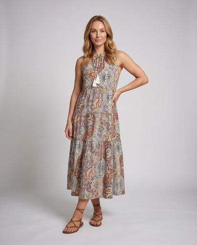 Damen Maxikleid mit kunstvollem Paisleymuster