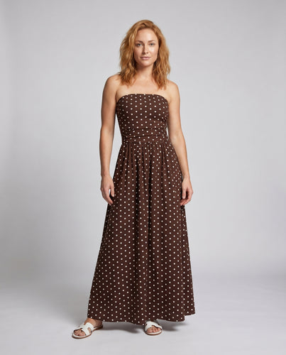 Damen Maxikleid mit offenem Oberteil und voluminösem Rock