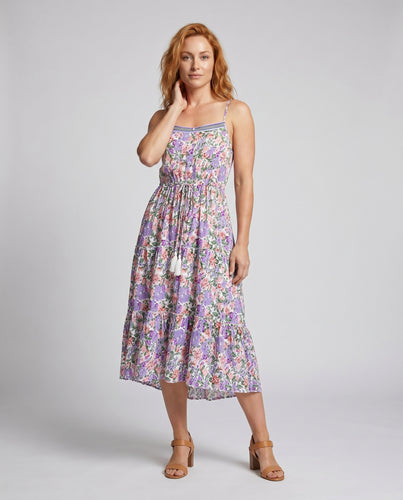 Damen Maxikleid mit raffiniertem Gummizug und besonderen Trägerdetails