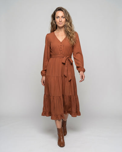 Damen Maxikleid mit tailliertem Schnitt und eleganter Rüschendekoration