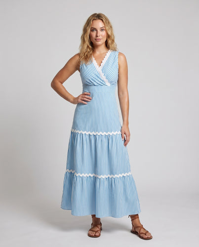 Damen Maxikleid mit V-Ausschnitt und Rüschendetails