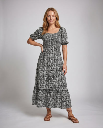 Damen Maxikleid mit verspieltem Rüschensaum und elegantem Rückenausschnitt