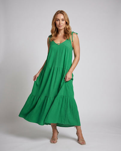 Damen Maxikleid mit verspieltem V-Ausschnitt und fließendem Schnitt